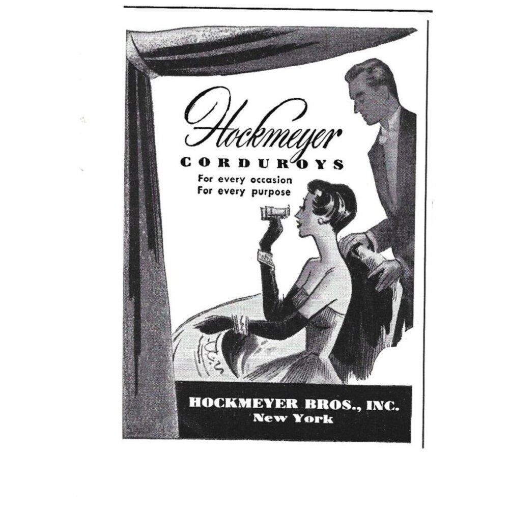 Hockmeyer Brothers Corduroys Fashion Advertisement 1950s Vintage Print